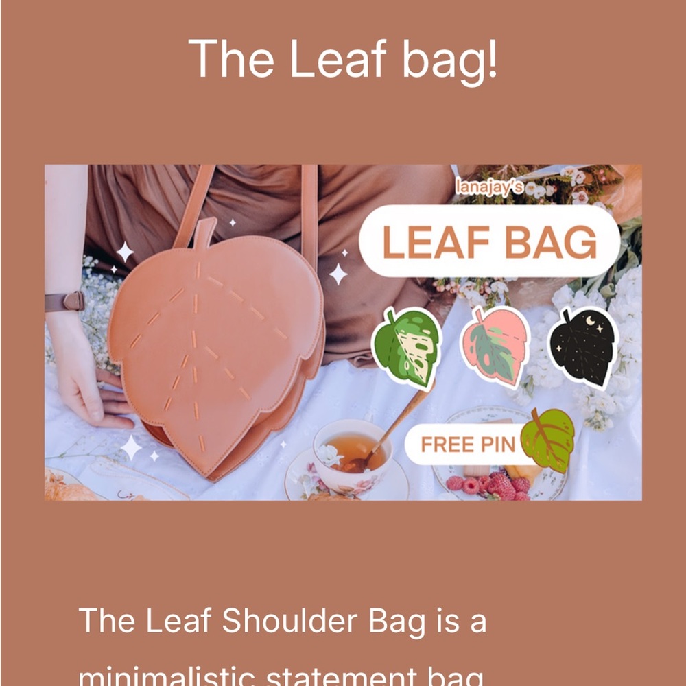 Brown Leaf Bag by Lana Jay Art